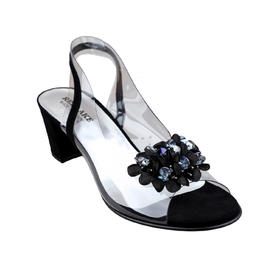 断码特价36码&38码——西班牙原产时尚舒适女时装鞋T1970A黑色/透明（公主水晶鞋系列）