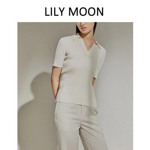 LILY MOON净色POLO领针织衫——La rolls 商品图2