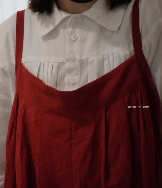 Atelier d‘antan灰/红全麻质感背带裤 商品图6