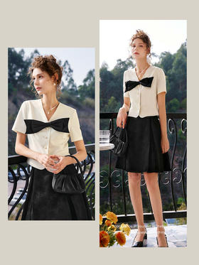 OLrain法式高级穿搭赫本风短外套女夏季2022新款V领设计感上衣