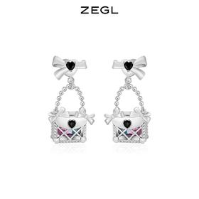 ZEGL设计师mini包包系列蝴蝶结耳钉女2022年新款耳环925银针耳饰
