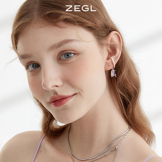 ZEGL设计师Z-box系列紫色蝴蝶耳夹女夏无耳洞高级感小众耳环耳饰 商品图1
