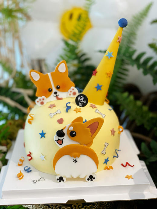 超级可爱的柯基蛋糕哦，蓝风车进口动物奶油搭配手工翻糖装饰，全部可食用，提前48小时预定 商品图3