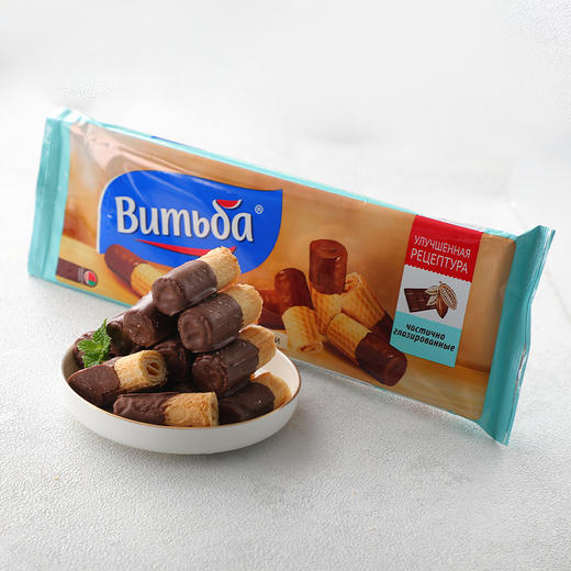 【中欧班列精选】俄罗斯进口蛋卷零食巧克力脆皮酥薄脆牛奶花生炼乳味香草味饼干80g/100g 商品图5