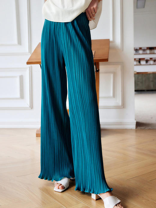 欧芮儿阔腿休闲裤女夏季2022年新款高腰时尚直筒宽松压褶拖地裤子 商品图0