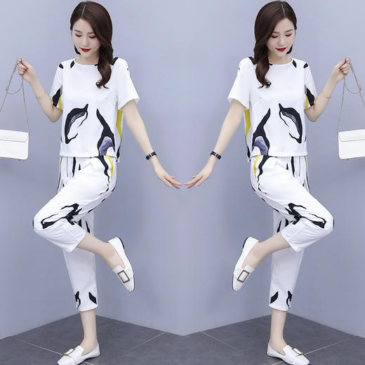 休闲套装女时尚夏季洋气减龄宽松显瘦中年妈妈两件套 HR-XMR2223 商品图1