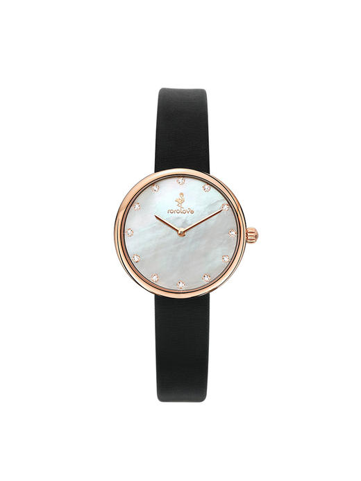 【ROROLOVE】极光Daylight系列 明星推荐 天然钻石腕表 天然钻石手表女士同款女表腕表小钻表皮带（12颗钻石）（25mm小表盘） 商品图0