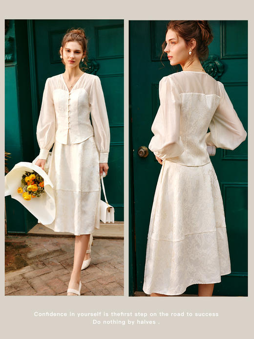 OLrain法式高级穿搭提花半身裙女夏季2022新款高腰宫廷风A字裙子 商品图1