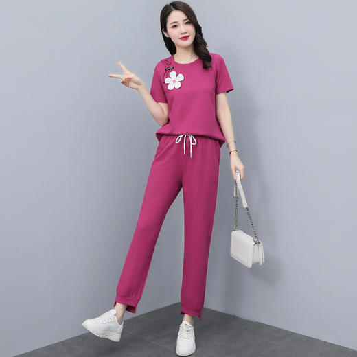 新款竖条透气套装气质套装女订珠立体胸花套装HR-WY8539 商品图0