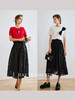 欧芮儿黑色网纱半身裙女夏季2022新款高腰时尚复古赫本风A字伞裙 商品缩略图3