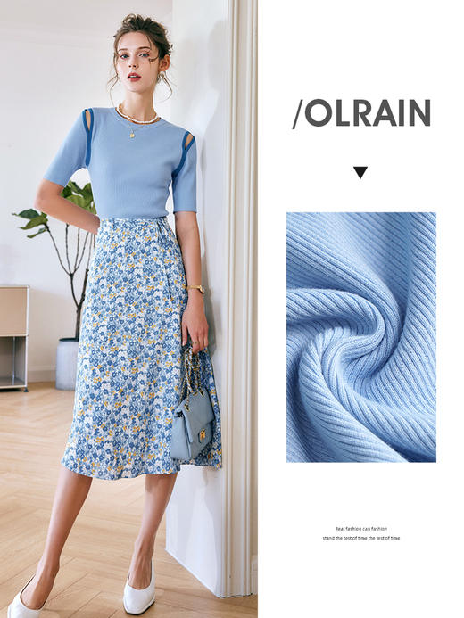 欧芮儿OLrain法式高级套头针织衫女夏2022新款镂空设计感薄款上衣 商品图0