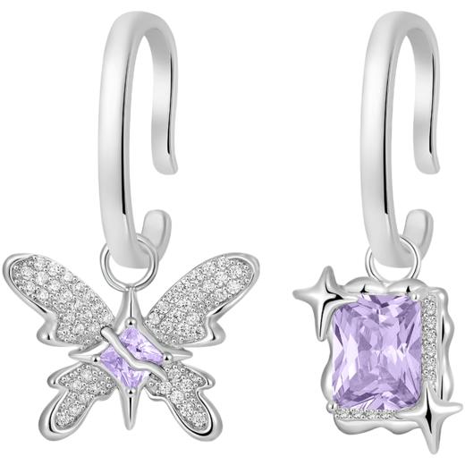 ZEGL设计师Z-box系列紫色蝴蝶耳夹女夏无耳洞高级感小众耳环耳饰 商品图6