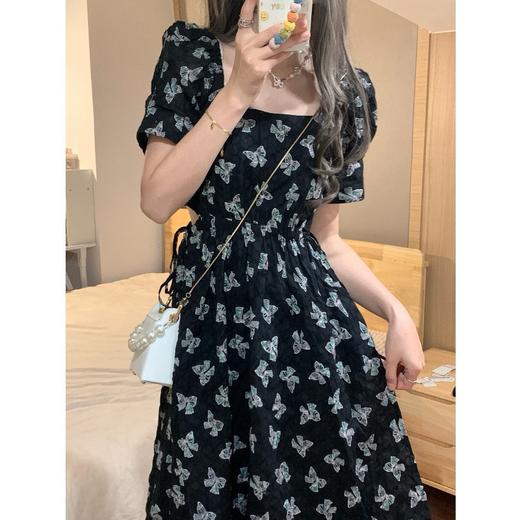 （清仓现货）【社群供K】070768-法式泡泡袖掐腰显瘦碎花雪纺连衣裙2 商品图1