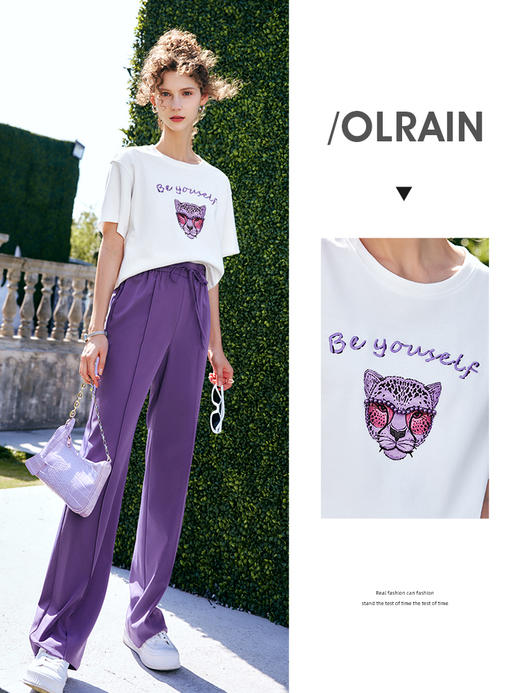 欧芮儿OLrain法式白色短袖T恤女夏季2022新款宽松时尚刺绣上衣 商品图0