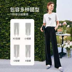 欧芮儿黑色休闲裤女夏季2022新款高腰气质直筒开叉阔腿薄款拖地裤