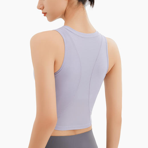 运动背心女带胸垫健身服瑜伽服户外跑步训练罗纹上衣无袖背心透气 商品图4