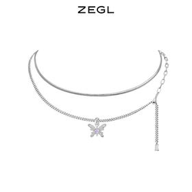 ZEGL设计师Z-box系列紫色蝴蝶叠戴项链女轻奢小众蛇骨链夏锁骨链