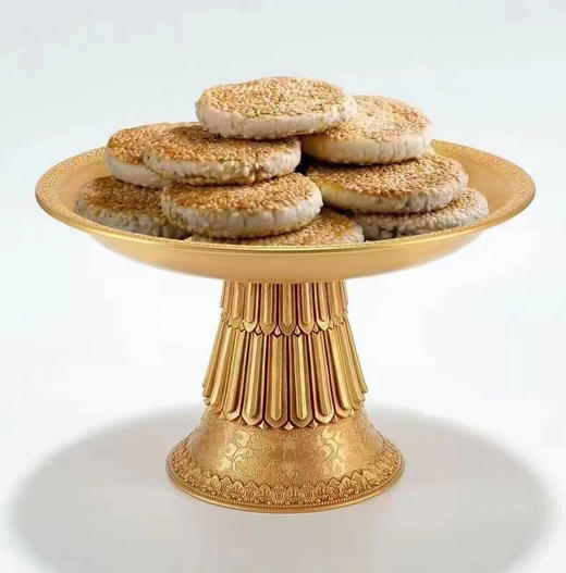 西藏式藏传佛教吉祥花纹纯铜供佛水果盘底盘曼扎多用托盘供盘 商品图2