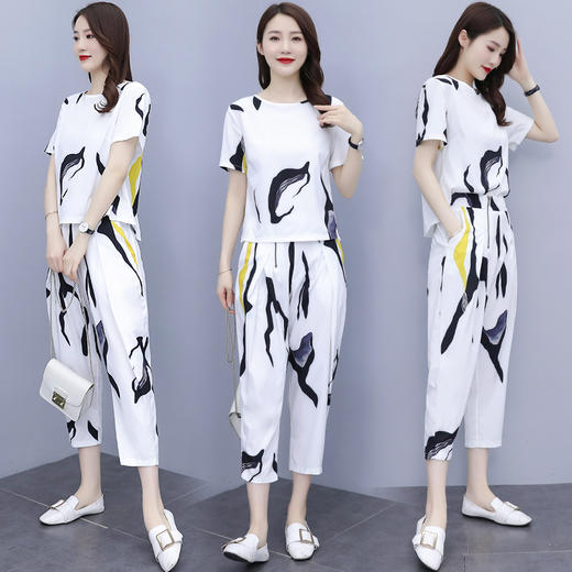 休闲套装女时尚夏季洋气减龄宽松显瘦中年妈妈两件套 HR-XMR2223 商品图0