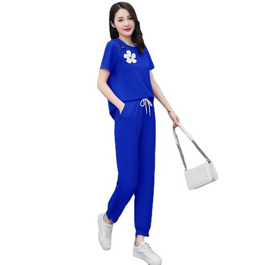 新款竖条透气套装气质套装女订珠立体胸花套装HR-WY8539 商品图4