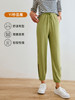 欧芮儿绿色休闲裤女夏季2022年新款高腰缎面束脚设计感锥形裤子 商品缩略图1