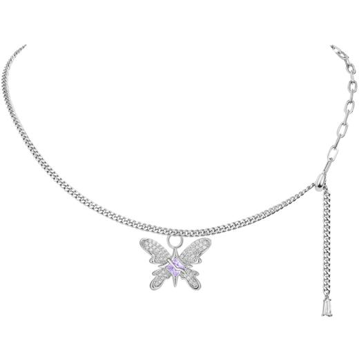 ZEGL设计师Z-box系列紫色蝴蝶叠戴项链女轻奢小众蛇骨链夏锁骨链 商品图2