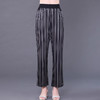 桑蚕丝竖条纹阔腿裤，新款薄款高腰直筒真丝垂感宽松裤子KQN-75623 商品缩略图1