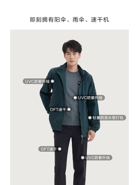 【4F】AIGLE艾高春夏新品男UPF40+防晒皮肤衣超轻防泼水易打包户外夹克