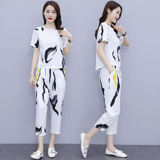 休闲套装女时尚夏季洋气减龄宽松显瘦中年妈妈两件套 HR-XMR2223 商品图3