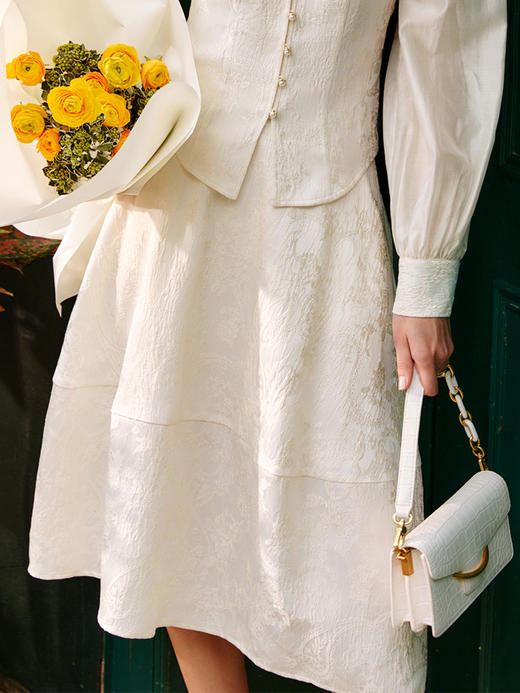 OLrain法式高级穿搭提花半身裙女夏季2022新款高腰宫廷风A字裙子 商品图2