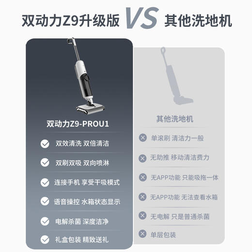 【珍珍Z9-Pro】海尔(Haier)无线智能双滚刷双动力家用洗地机Z9吸拖一体吸尘器 APP智能交互 商品图1