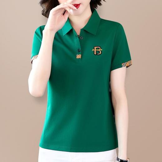 有领t恤女2022年新款棉短袖polo衫中年妈妈宽松休闲夏季上衣服 商品图0