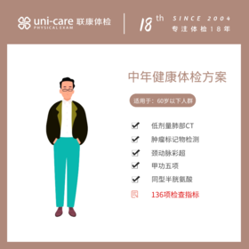 中年健康体检方案 60岁以下人群