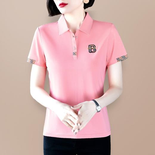 有领t恤女2022年新款棉短袖polo衫中年妈妈宽松休闲夏季上衣服 商品图5