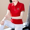 有领t恤女2022年新款棉短袖polo衫中年妈妈宽松休闲夏季上衣服 商品缩略图4