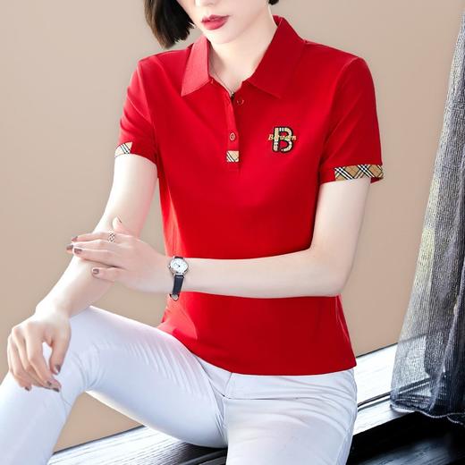 有领t恤女2022年新款棉短袖polo衫中年妈妈宽松休闲夏季上衣服 商品图4