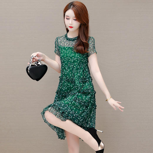 YWE XCH102贵夫人雪纺裙气质印花修身显瘦时尚连衣裙 商品图2