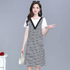 YWE BDX1142气质减龄中长款时尚条纹假两件裙 商品缩略图0