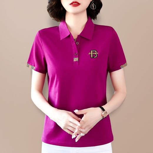 有领t恤女2022年新款棉短袖polo衫中年妈妈宽松休闲夏季上衣服 商品图3