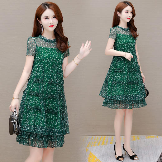 YWE XCH102贵夫人雪纺裙气质印花修身显瘦时尚连衣裙 商品图3