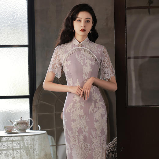 复古民国风淑女旗袍，长款蕾丝日常可穿连衣裙旗袍 YG2011 商品图6