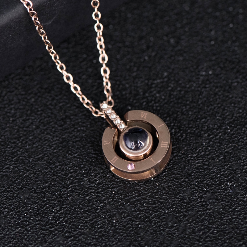 (6合1)大隨楞投影石吊坠 钛钢挂件项链 个性创意6字真锁骨链