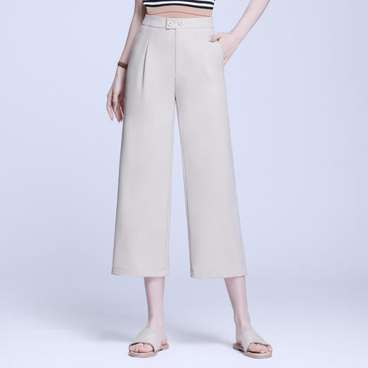 简约通勤黑色阔腿裤，高腰夏季新款宽松垂感裤子显瘦休闲九分OL直筒裤  MFE8850 商品图3