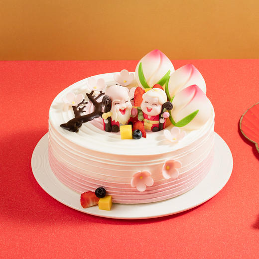 【寓意美好】万寿福桃蛋糕，福星寿桃藏满鲜果与布丁，恭祝万寿无疆（重庆幸福西饼蛋糕） 商品图1