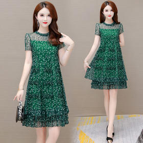 YWE XCH102贵夫人雪纺裙气质印花修身显瘦时尚连衣裙