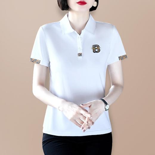 有领t恤女2022年新款棉短袖polo衫中年妈妈宽松休闲夏季上衣服 商品图2