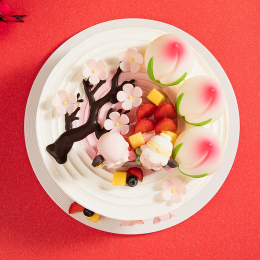 【寓意美好】万寿福桃蛋糕，福星寿桃藏满鲜果与布丁，恭祝万寿无疆（成都幸福西饼蛋糕） 商品图2