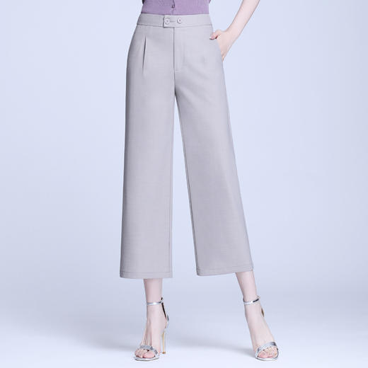 简约通勤黑色阔腿裤，高腰夏季新款宽松垂感裤子显瘦休闲九分OL直筒裤  MFE8850 商品图2