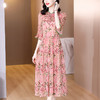 AHMnrg5562  2022夏季新款桑蚕丝时尚气质奢华蕾丝阔太太法式碎花显瘦连衣裙 商品缩略图2