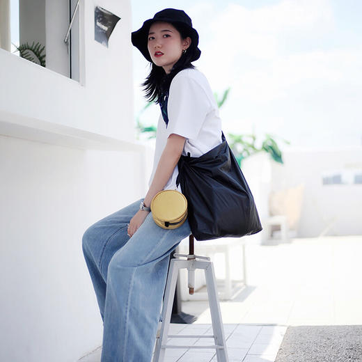 又见美物 单肩斜跨包 休闲学生女包环保百搭ins单肩包子母包  黑色 EB1202 商品图5
